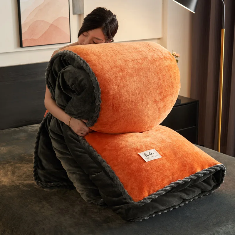 

2025 black gold milk fleece solid color quilt cover single piece winter thickened warm quilt cover, excluding quilt core