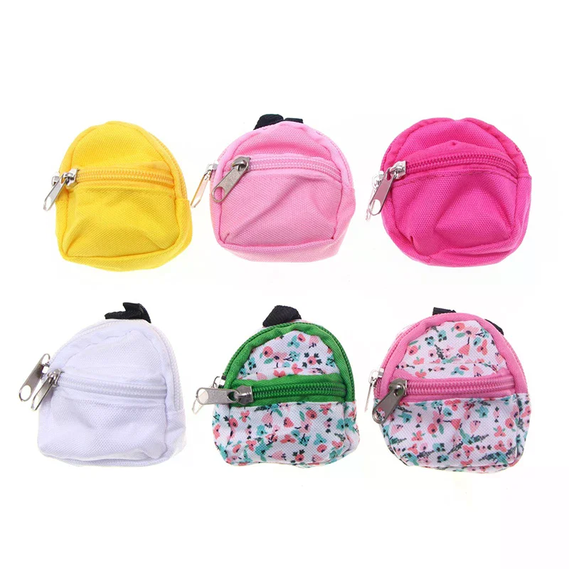 1:6/1:12 Dollhouse Miniature Canvas School Bag Floral Backpack Model For Doll Decor Accessories Kids Pretend Play Toys Gift
