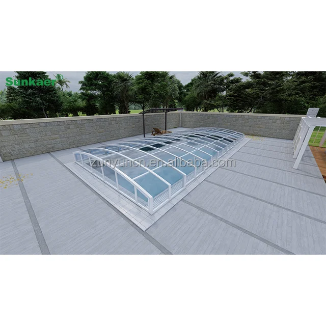 Multifunctionele buitenwoonkamer Zwembadhek Opvouwbare zwembadhek Polycarbonaat zwembadafdekking Intrekbaar