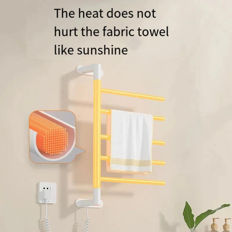 No Punching Bathroom Towel Clothes Drying Shelf Electric Towel Rack GD17