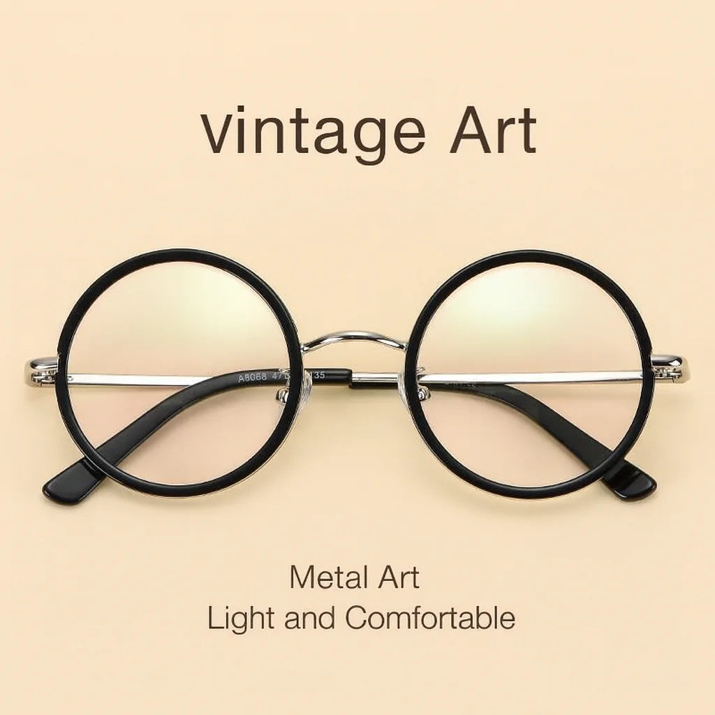 1pc Round Reading Glasses for Men Professor Readers Vintage Eyeglasses Ultralight Metal Computer Reader Anti Blue Light Glasses