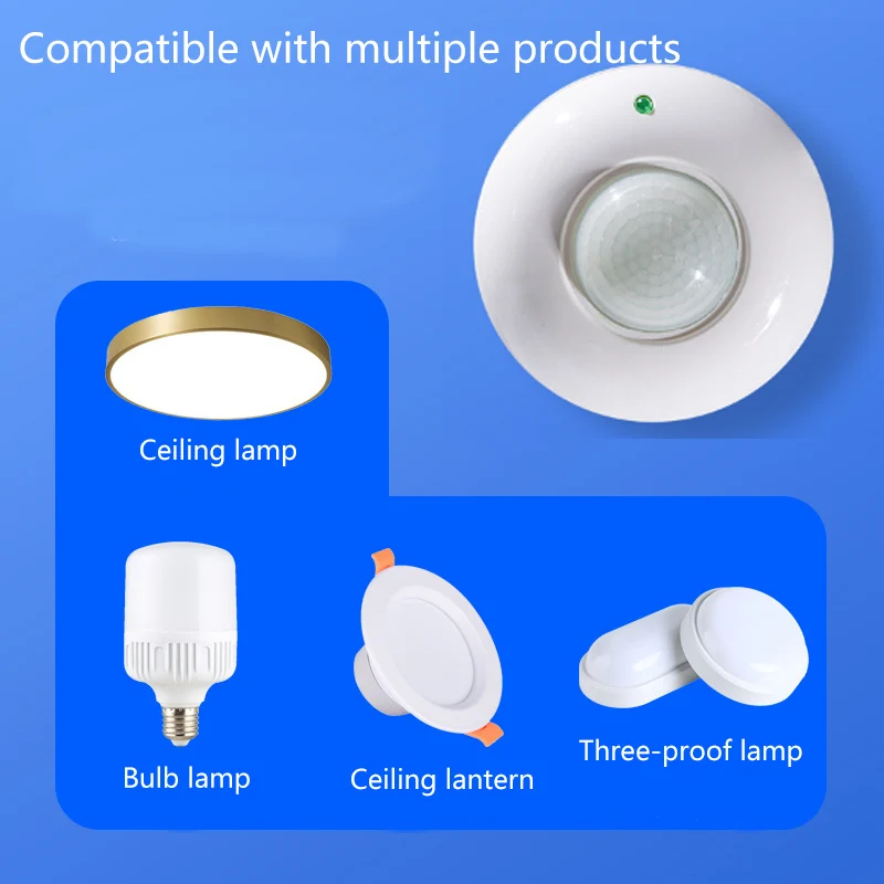 

Ceiling-Mounted Infrared Human Body Sensor Switch Intelligent High-Power Delay Adjustable Controller for Household