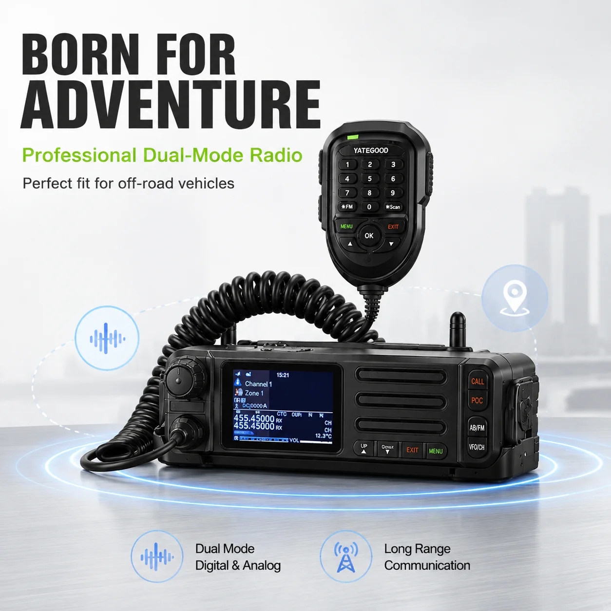 YATEGOOD G8899 Walkie Talkie Modes with Microphone 5000KM 4G 3G Car Mounted Dual Mode 25W High Power Mobile Radio
