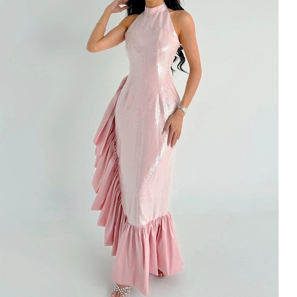 

Exquisite Jersey Straight Evening Dress High Collar Sleeveless Floor Length Photo Color vestidos para mujer Saudi Arabia 2024