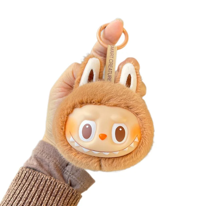 

The new cross-border rubber-lined face plush labubu, a small hanging piece with a pull-up head, is a trendy toy doll