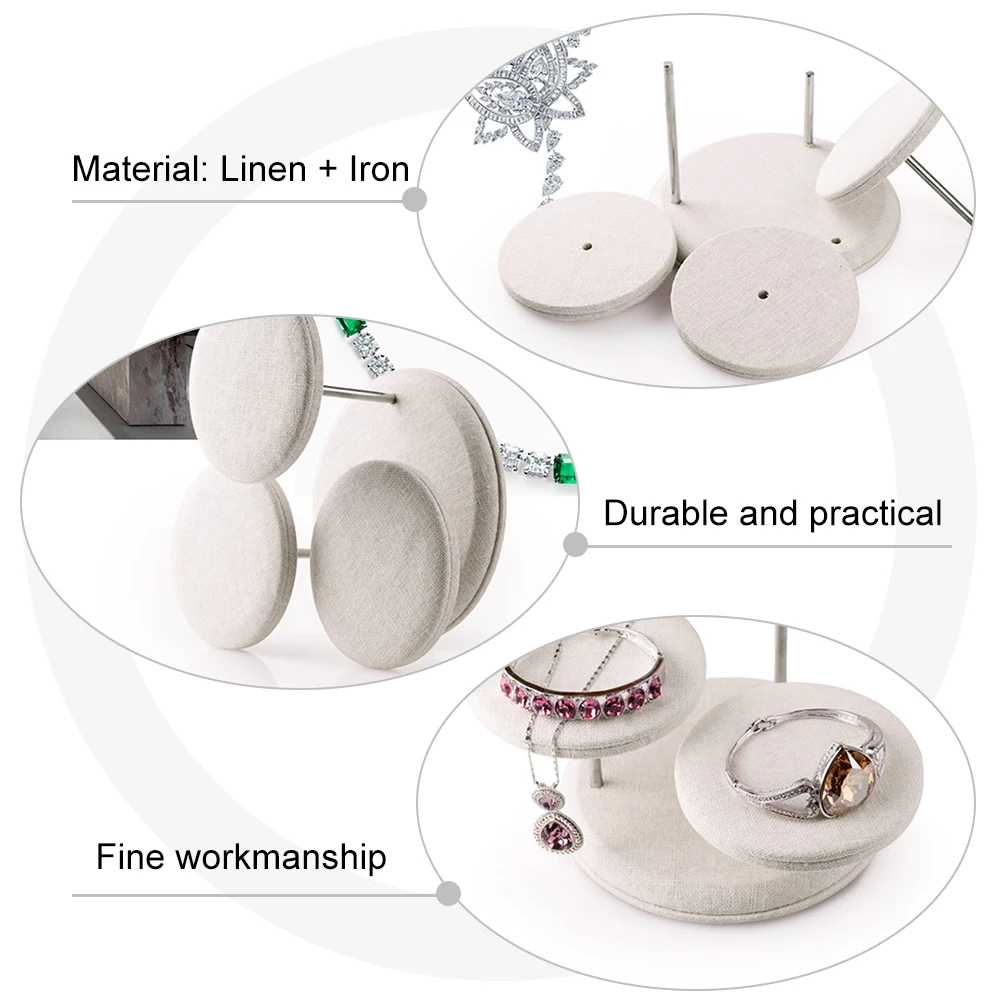 

Linen Jewelry St Metal Earring Necklace Holder Ring Show Rack Storage Shelves Packaging Jewelry Display St Tools