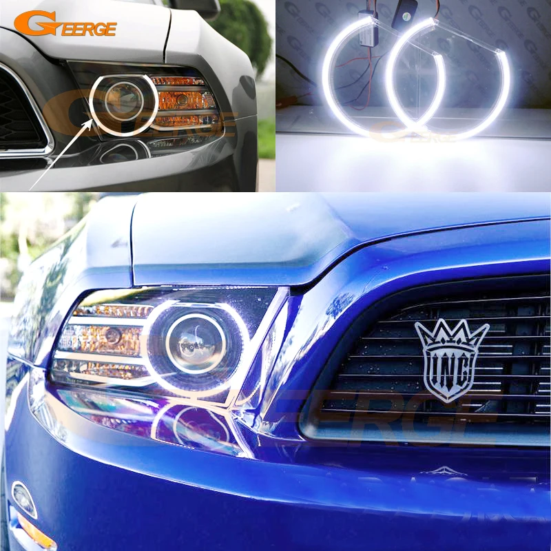 

For Ford Mustang 2013 2014 Headlight Excellent Ultra Bright COB Led Angel Eyes Kit Halo Rings Car Accessories