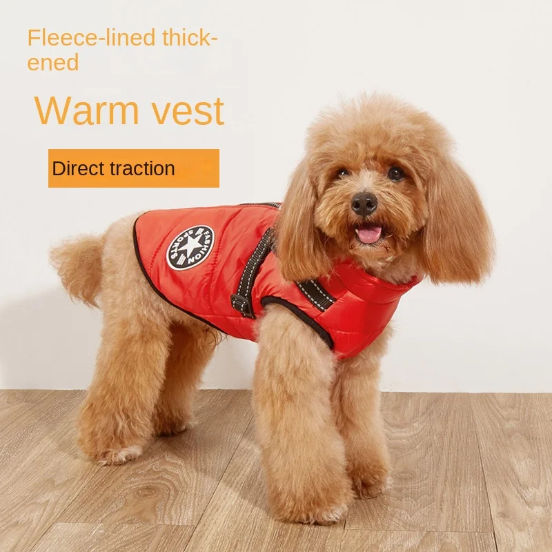 Dog Winter Clothes for Small Big Breed Jacket Coat Accessories Cotton Traction Padded Puppy Padding Harness Medium Buckle Zip