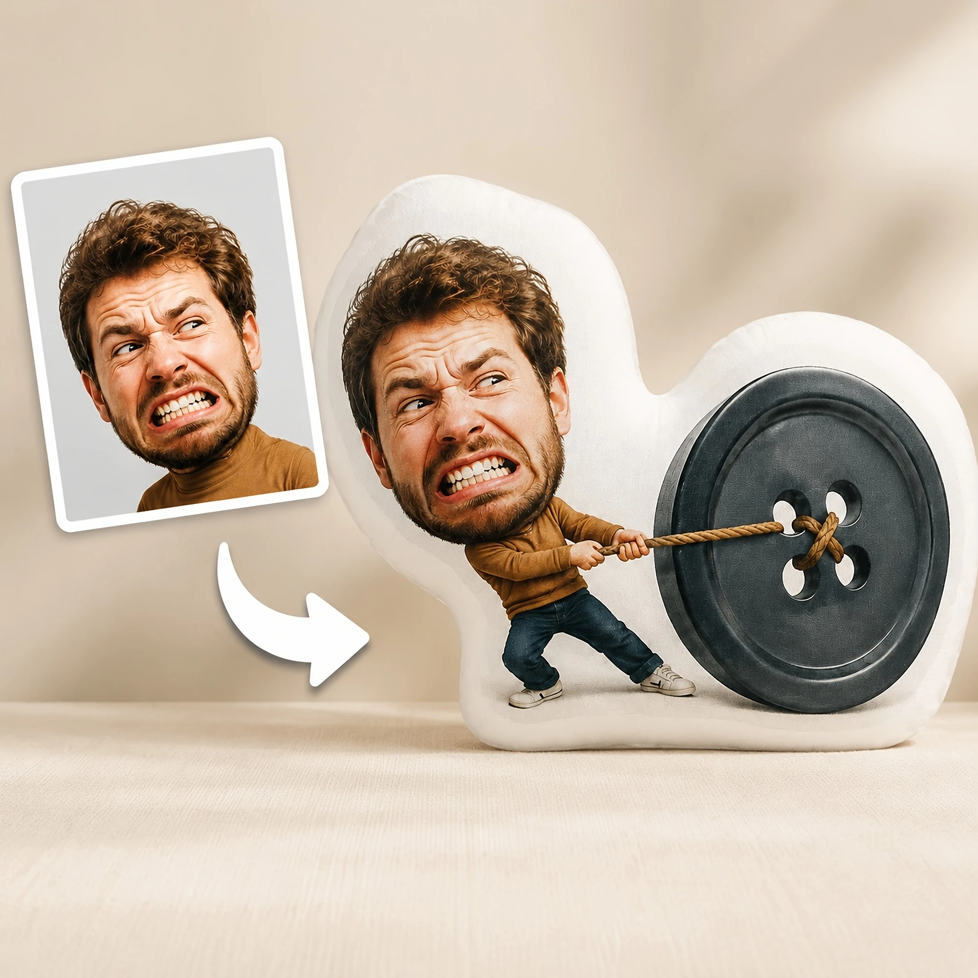 1pc Custom Double Sided Printed Funny Irregularly Shaped Throw Pillow, Creative Weightlifting Strength Training Decor for Home,