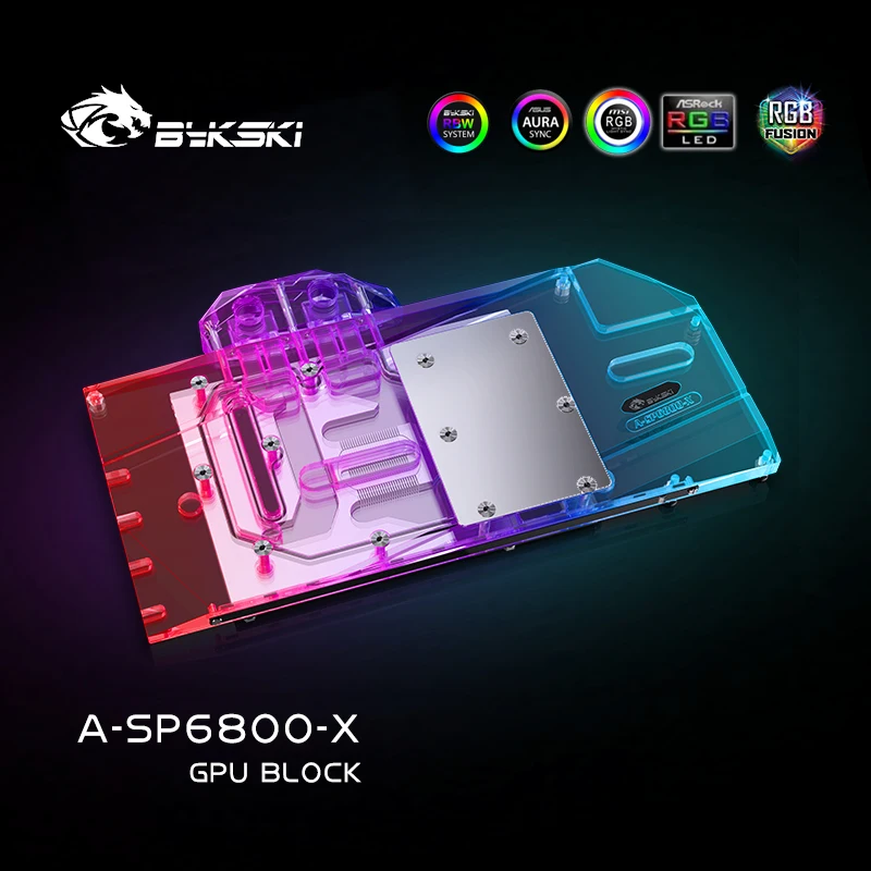 Bykski A-SP6800-X Water Block do Sapphire Radeon RX 6800 Nitro+ GPU Card / Full Cover Copper Radiator Block /A-RGB / RGB