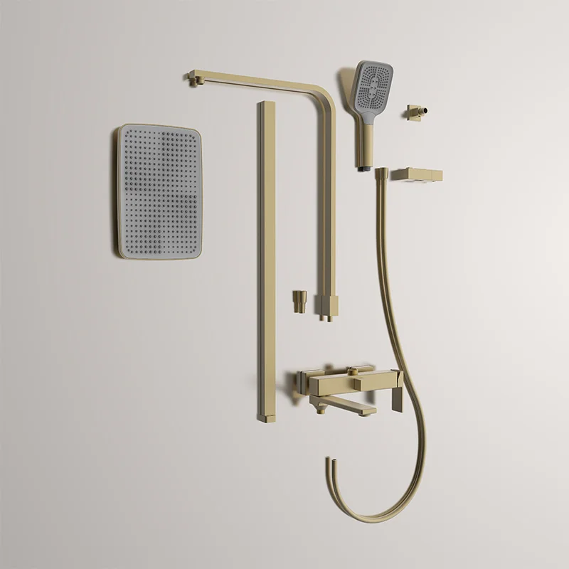 Economic Single Handle Rainfall Bathroom Shower System Three Functions Brass Rotation Spout Ceramic Valve Core Massage Spray