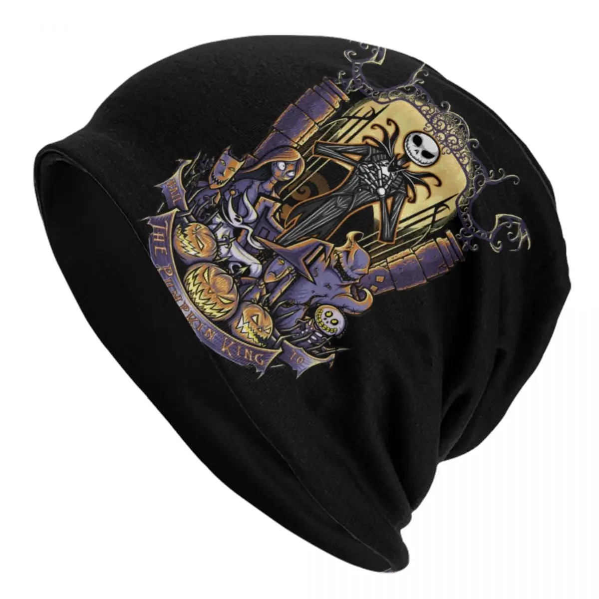 

King Of The Pumpkin Patch Хэллоуин Skullies Шапки Шапки Зимняя теплая вязаная шапка Кошмар перед Рождеством Капот Шапки