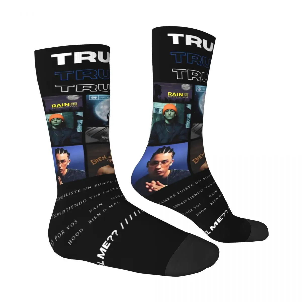 Rapper Trueno Album Cover Graphic Socks Leisure Stockings Autumn Anti Skid Men's Socks Breathable Pattern Cycling Socks