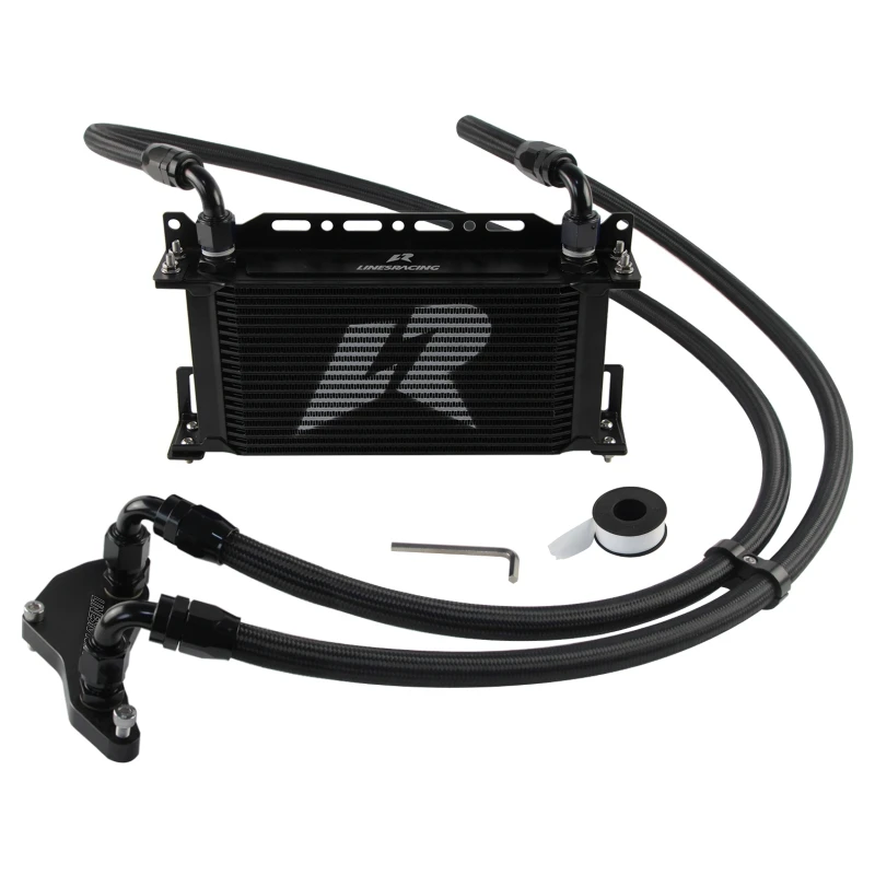 Black/Silver Aluminum 19 Rows AN10 Upgrade Oil Cooler Kit Thermostat Adapter For BMW N54&N55 E82 E88 135i 08-13 xDrive35i 3.0L