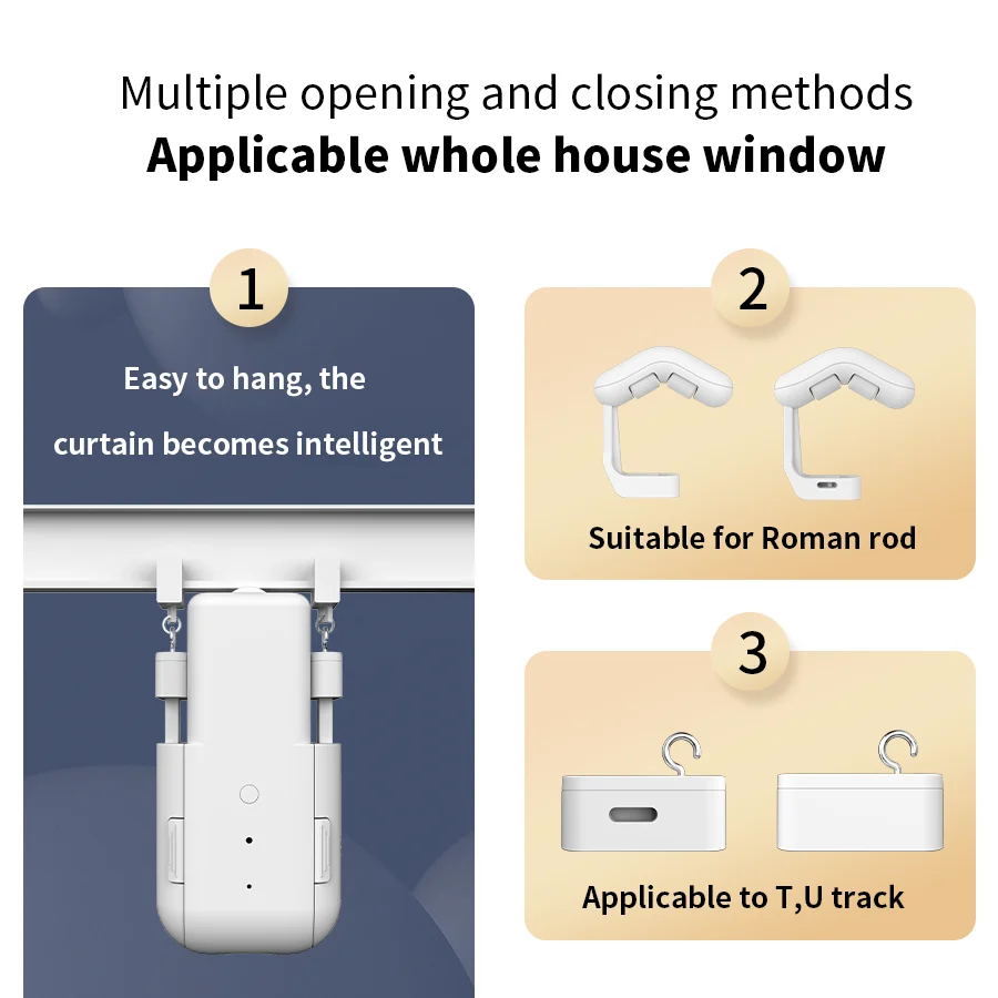 Tuya Smart Curtain Robot WiFi APP Control/Voice Control (Alexa Google Siri) For3in1 Track,Pull-to-start ,8KG load，Festival gifts