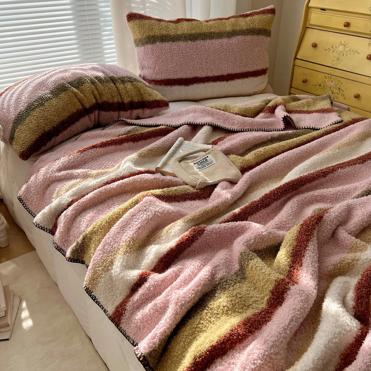 بطانية نصف رقيق، بطانية شال قيلولة مكتبية، بطانية غطاء قيلولة دافئة، مريحة للحمل والتدفئة #3