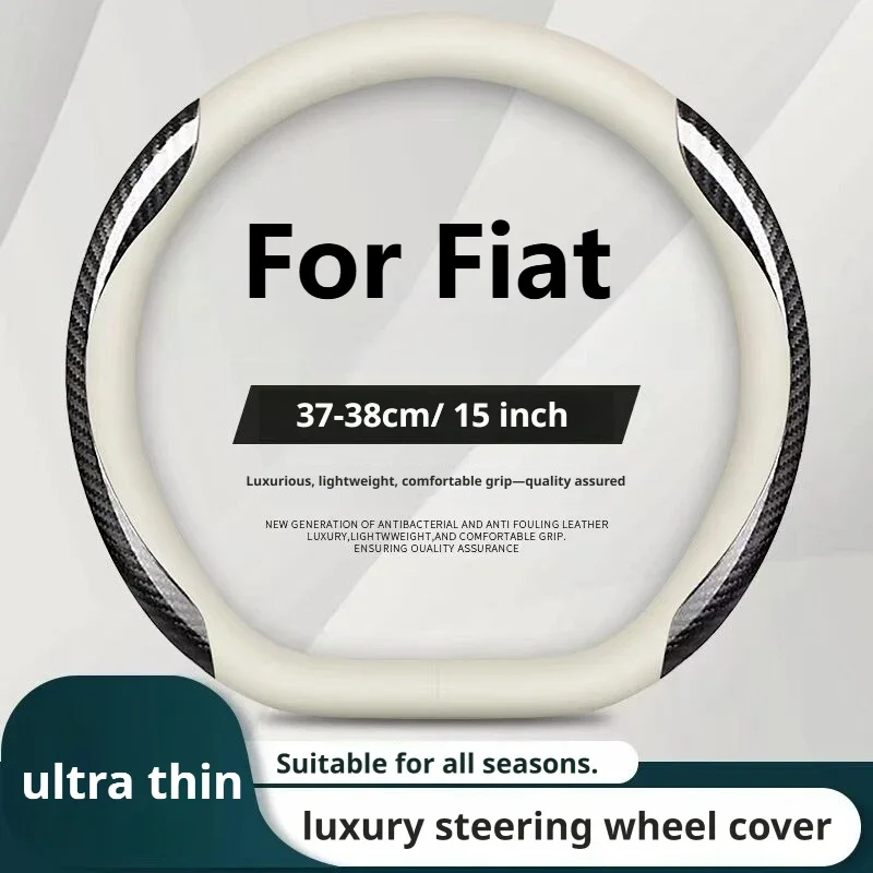 For Fiat 500X 500L Panda Tipo Argo Ducato Scudo Nappa Leather Steering Wheel Cover 15 Inch Non-Slip Sweat Absorbent Soft Touch