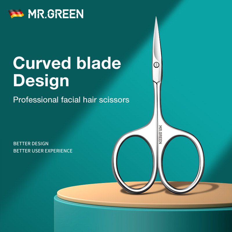  MR.GREEN Eyebrow Scissors Curved Blade Cuticle Scissors Professional Stainless Steel Manicure Trimmer Hair Remover Tool 