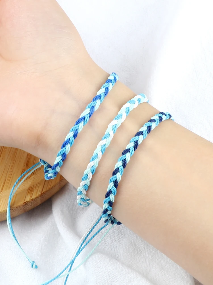 Bracelets tressés bouddhistes tibétains, tendance, couleurs mélangées, fil de cire étanche, réglables faits à la main, bijoux cadeaux d'amitié