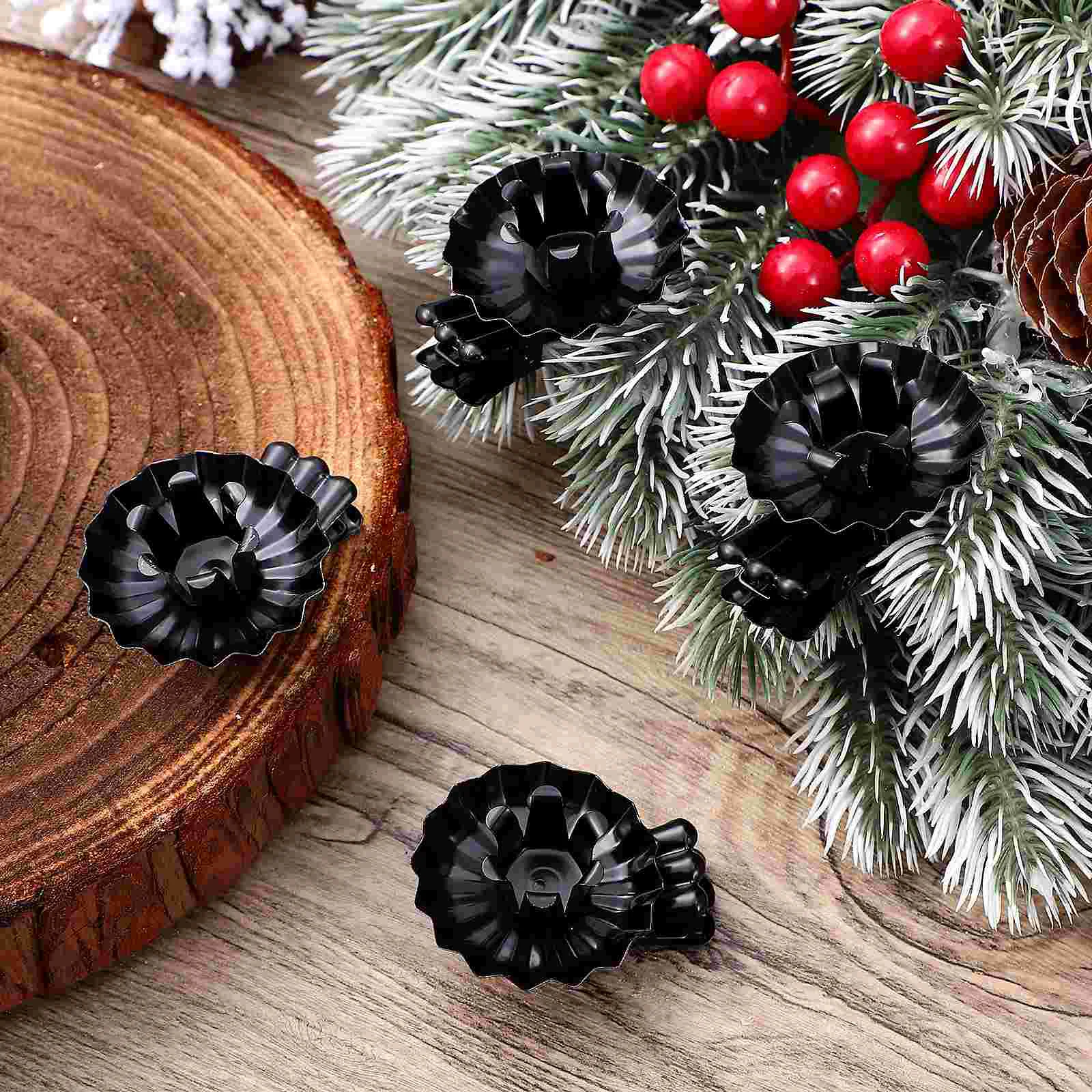 20 Pcs Black Iron Holders Clips C Shape Scale Tail For Tree Xmas Decoration Reusable Rustic Style Elegant Christmas Party