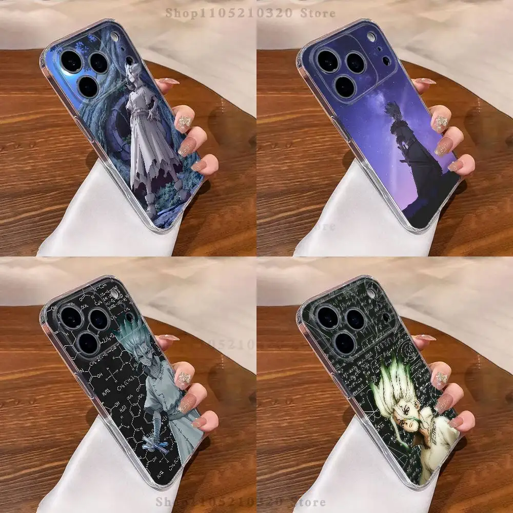 

Anime Dr S-STONE Phone Case For iPhone 17,16,15,14,13,12,11 Pro,Max,Plus,XR,Mini,E Clear Full-coverage Soft Cover