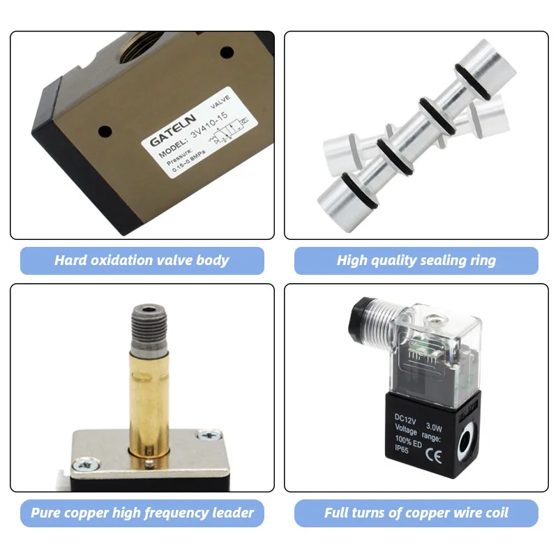 Imagem -03 - Válvula de Controle Pneumático Padrão de ar 3v41015 Dc24v Dc12v Ac220v Ac110v Duas Posições Válvula de Reversão Pneumática de Três Vias