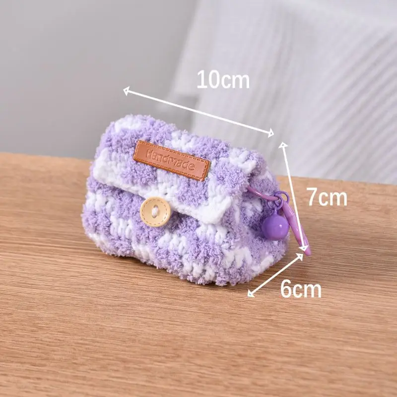 Cute Small Coin Bag Keychains For Bag Pendant Colorful Crochet Mini Bag Keyrings Handmaking Knitting Storage Bag Keychain 2024