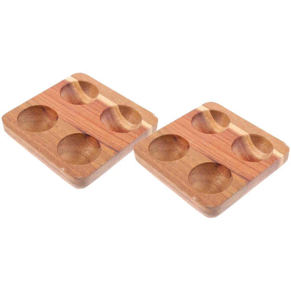 

2 Pcs Egg Storage Base Holder Wooden Tray for Refrigerator 4 Holes Acacia Wood Storage Container Kitchen ganizer Simple St