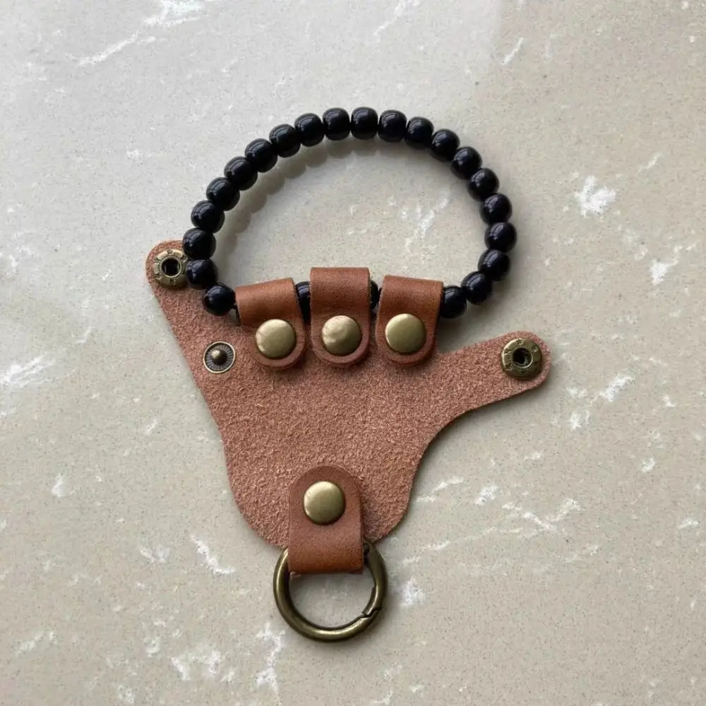 Unique Novelty Leather Keychain Cowhide Buckle Hand Shape Pendant Bag Ornament Charm Hand Keychain Holder Bag/key Decor