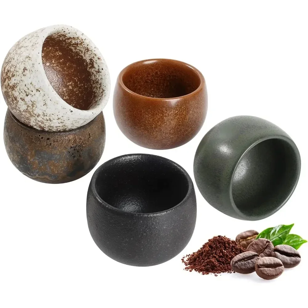 

50 мл/100 мл чашки для эспрессо, керамические чашки для эспрессо с толстыми стенками, изготовленные из глиняной посуды для эспрессо, мокко, макиато, керамическая чашка ручной работы