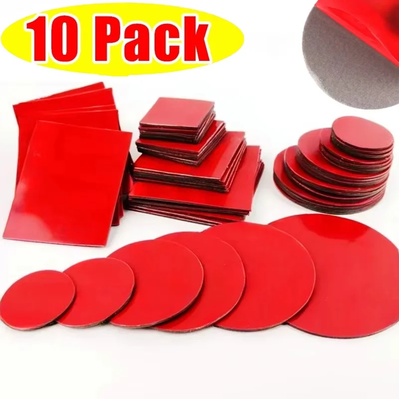 10pcs Round Square Double Sided Adhesive Acrylic Transparent No Traces Double-Sided Sticker Waterproof Strong Adhesive Sticker