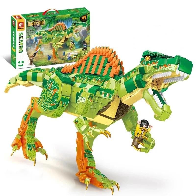 SEMBO dinosaur building blocks dual-form Spinosaurus model small particle insert children\'s toy figure Christmas birthday gift