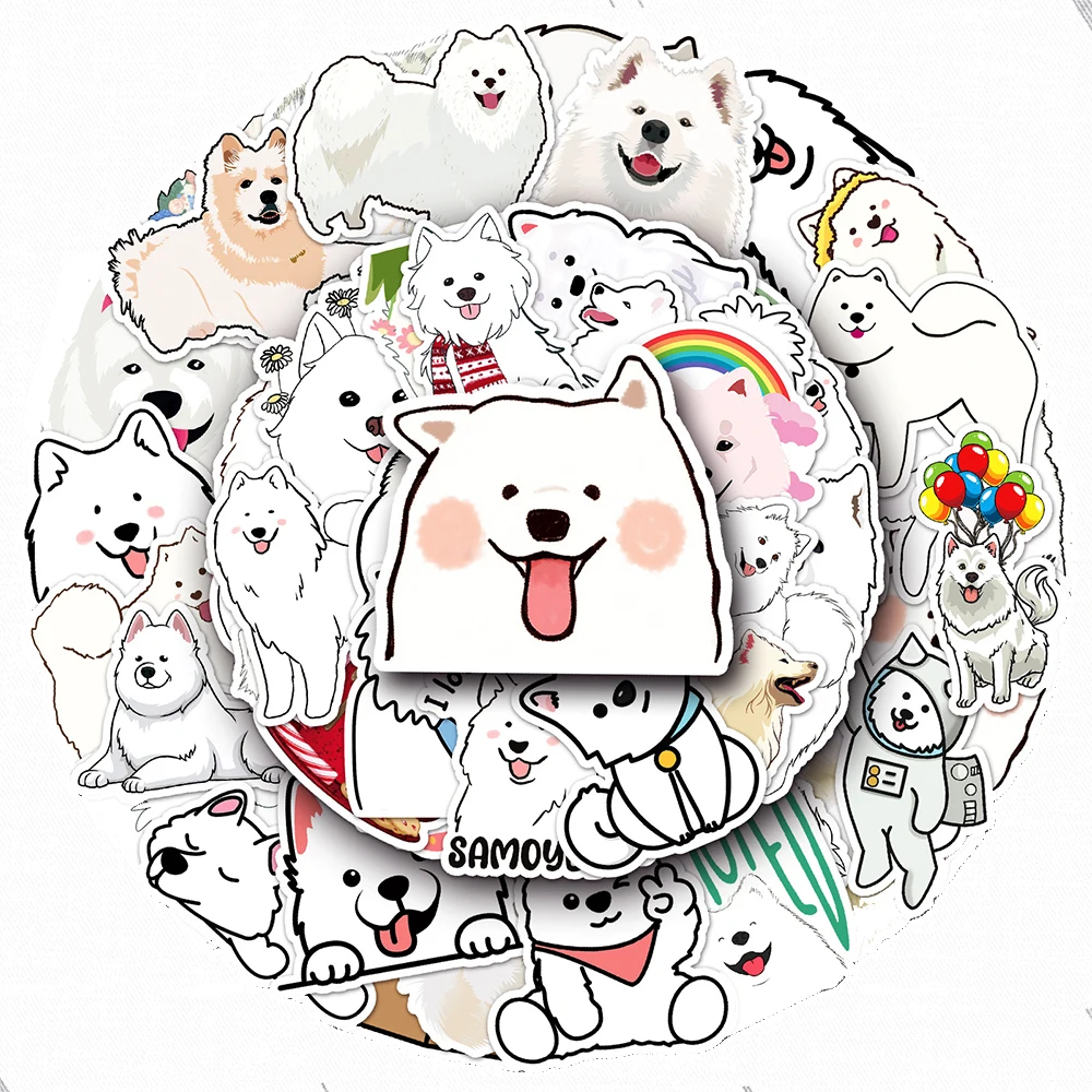 10/30/50pcs Kawaii Dog Samoyed Graffiti Stickers DIY Laptop Scrapbook Suitcase Diary Phone Decoration Sticker Decals Kids Toy