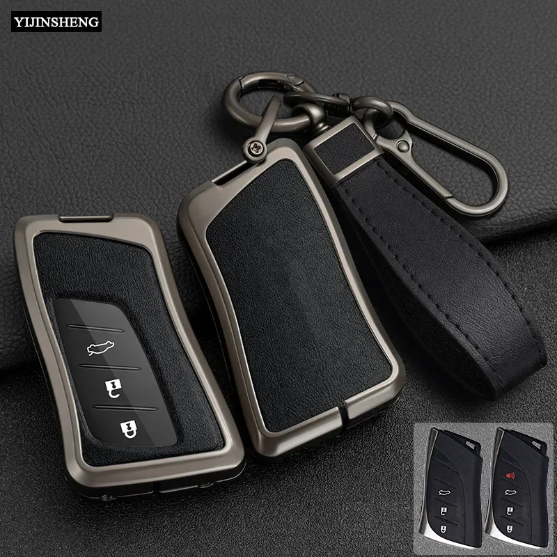 Zinc Alloy PU Leather Car Key Case Full Cover for 2018-2022 UX200 LS500 LS500H LC500 LC500h ES300h ES350 3 4 Buttons Key Protect