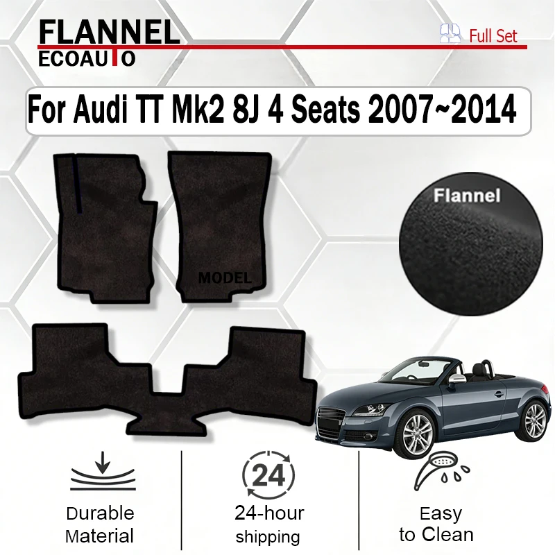 

ECOAUTO Flannel For Audi TT Mk2 8J 4 Seats 2007~2014 Car Floor Mats Panel Footpads Anti-slip Carpets Cover Foot Pads Auto black