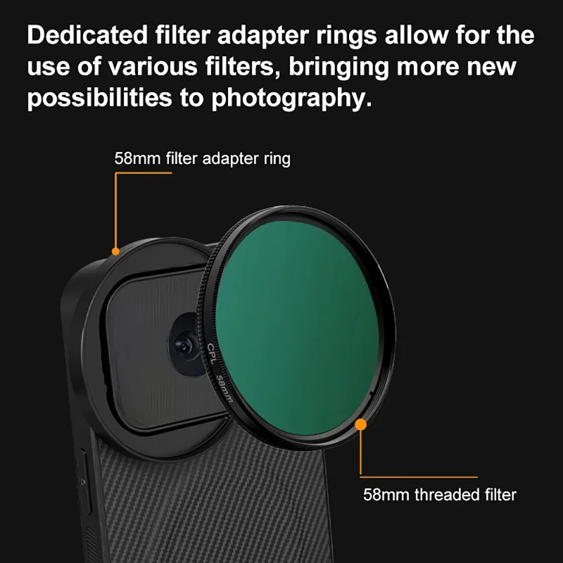 4 in 1 Lens 58mm Mobile Phone Filter Kit CPL ND UV Star Filter for iPhone 17 Pro/Pro Max Magnetic Wireless Charging Phone Case view 6