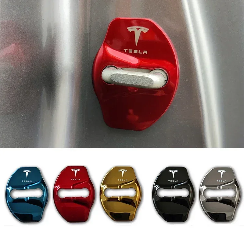 4 teile/satz 3D Auto Türschloss Abdeckung Emblem Aufkleber für Tesla 2017-2019 Modell 3 2019 Modell X Schutz abzeichen Fall Auto Zubehör