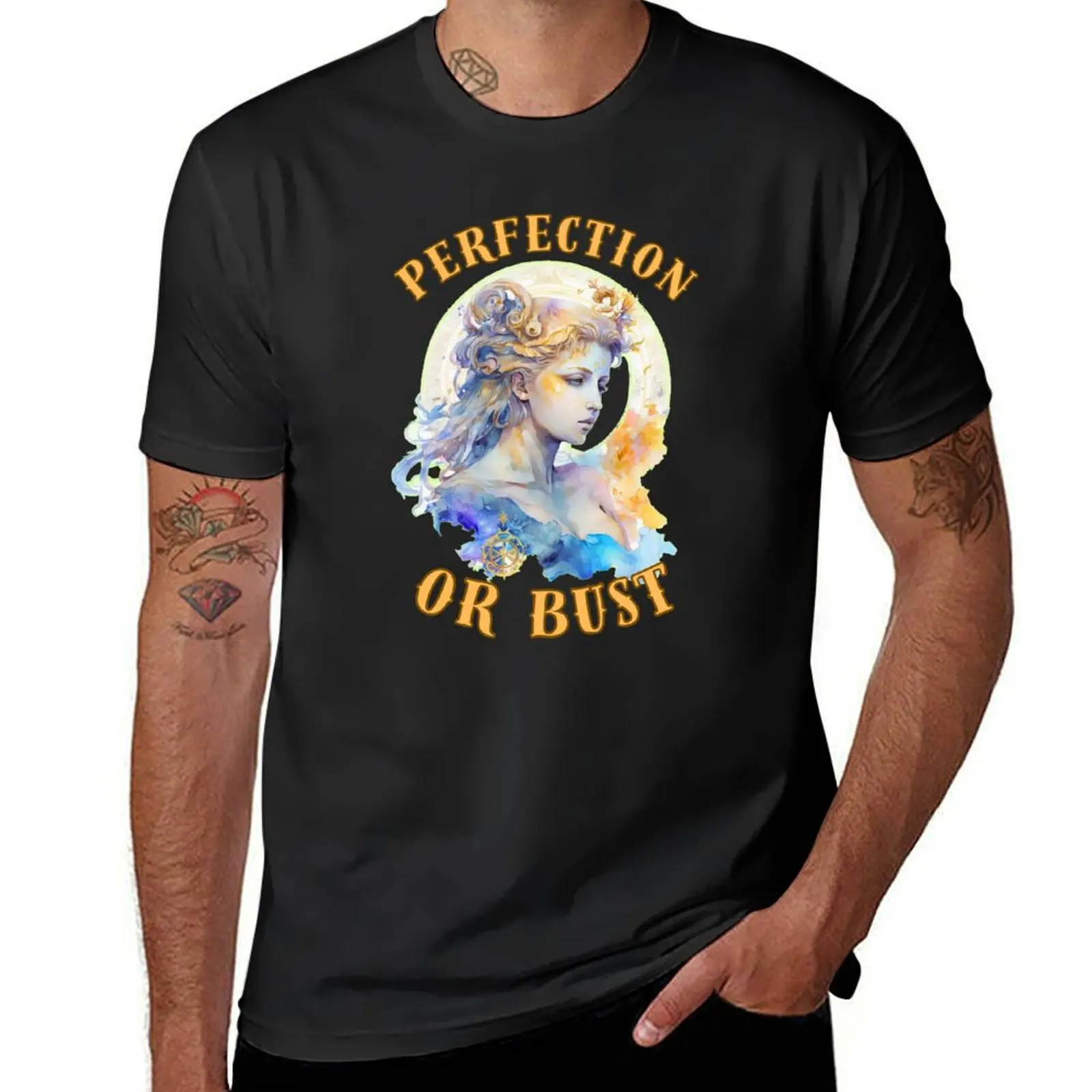 Perfection Or Bust. zodiac virgo T-Shirt aesthetic clothes new edition kawaii clothes heavyweight t shirts for men