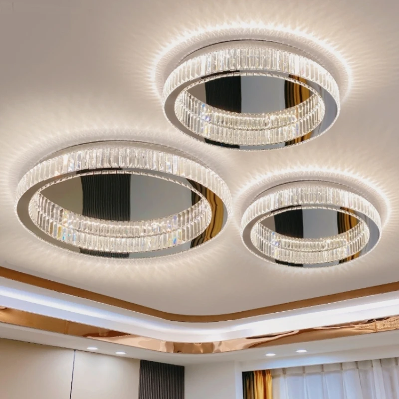 Modern Living Room Lustre Led Ceiling Lamp K9 Crystals Dimmable Ceiling Light Art Decor Ceiling Lamp Led Luminarias Fixtures