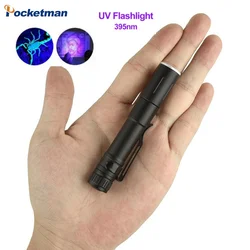 Lanterna Ultravioleta Mini Tocha, Detector de luz UV para manchas de urina, Caneta Black Light, Zoom Lights, 395nm