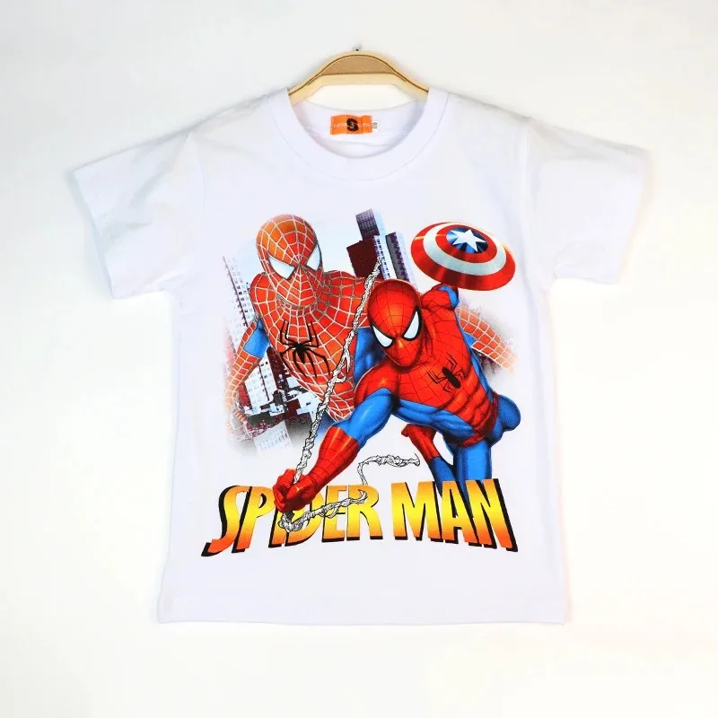 2024 New Boy T-shirt Summer Short-sleeved Children\'s Cotton Baby kids Clothes Spiderman McQueen Fashion 3-14 Years Old