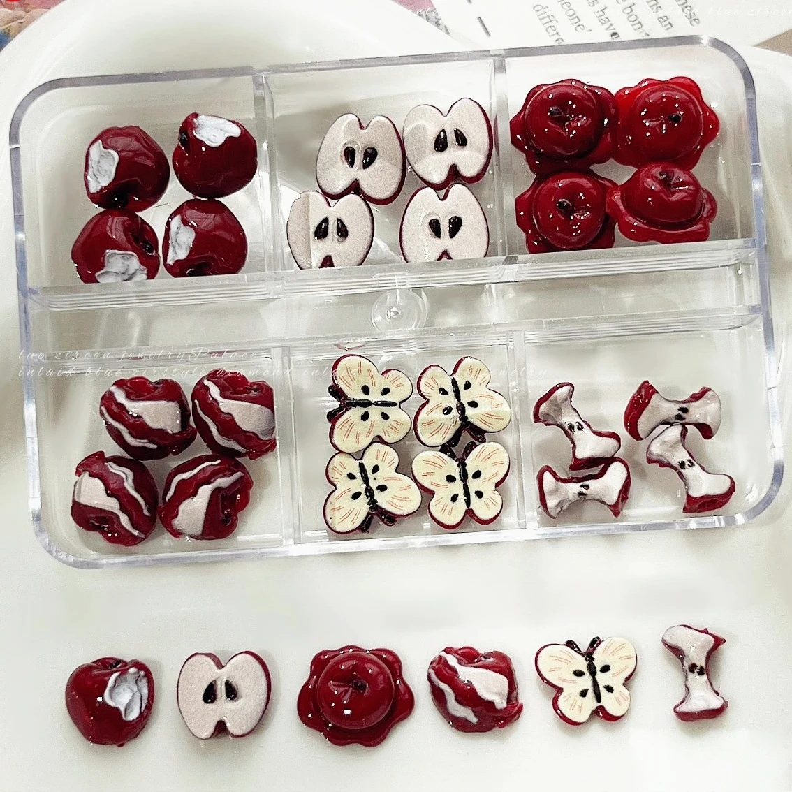 

Chic Snake Fruits Apple Strawberry Cherry Christmas Wreath Snowflakes Bowknot Pearl Star Nail Art Accessories Decorations Tools