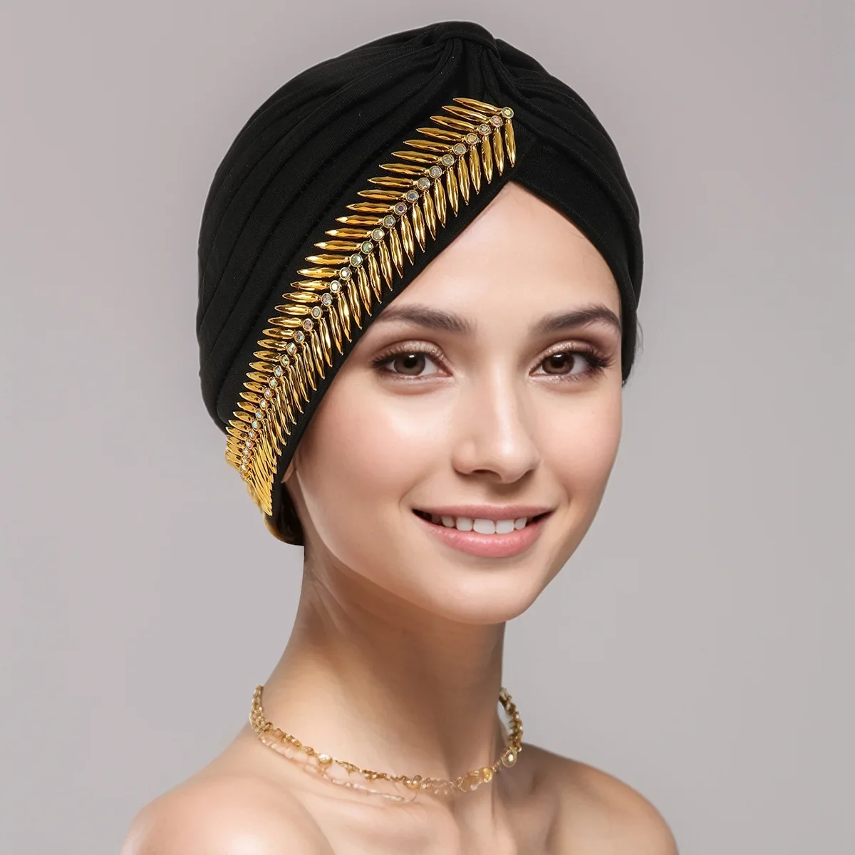 

New Elegant Women's Rhinestone Turban Elastic Head Wraps Breathable Head Scarf Bonnet Chemo Cap Beanies African HeadtiesCover