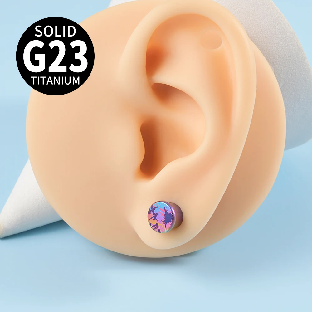 1PC Solid G23 Titanium Rainbow Green Blue Double Flare Ear Plugs Stretching Earring Gauges Expander Piercing  Jewelry 6mm-16mm