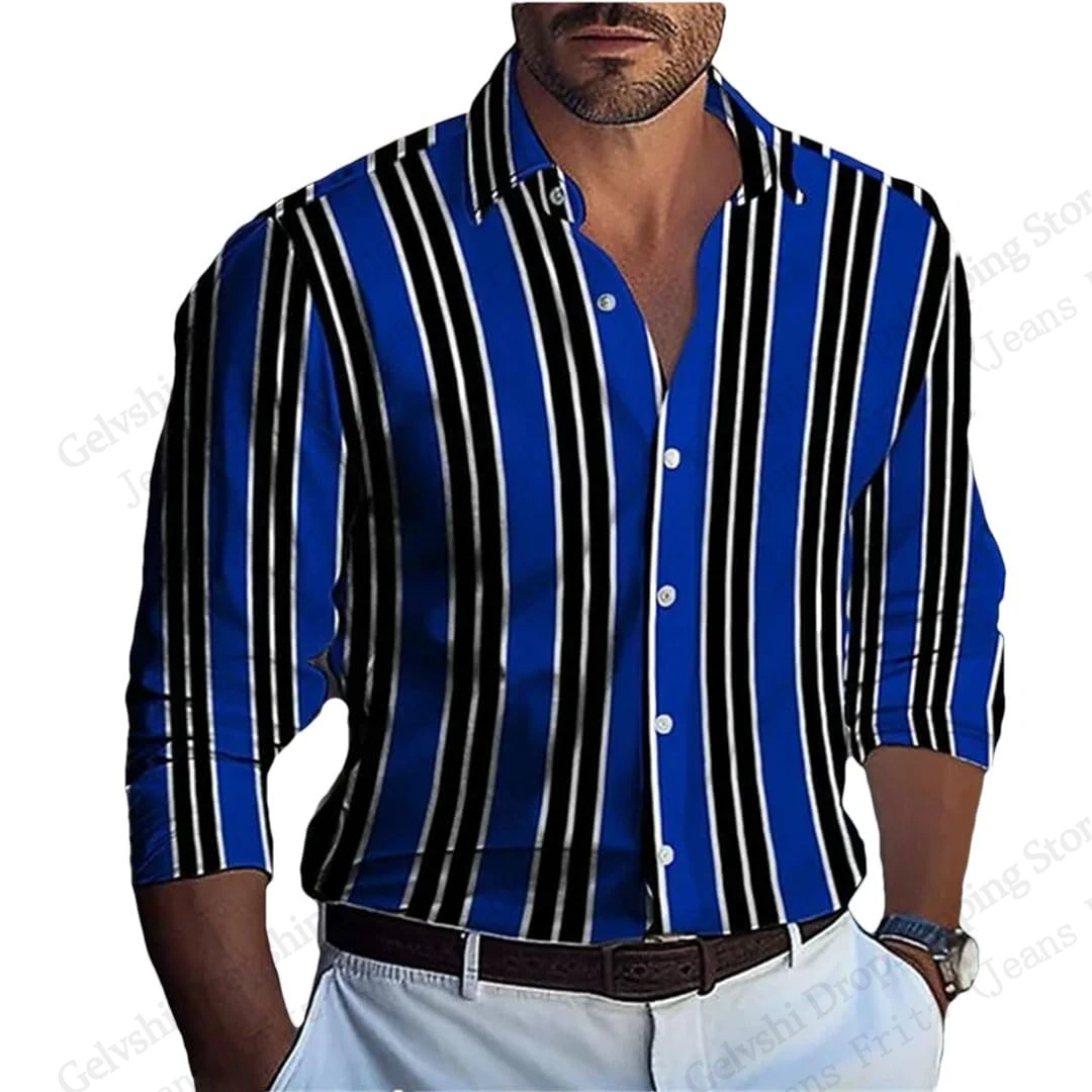 

Men's Striped Stylish Long Sleeve Shirt 3d Print Shirt Men Women Fashion Casual Plus Size Lapel Business Shirts Work Blouse Soft