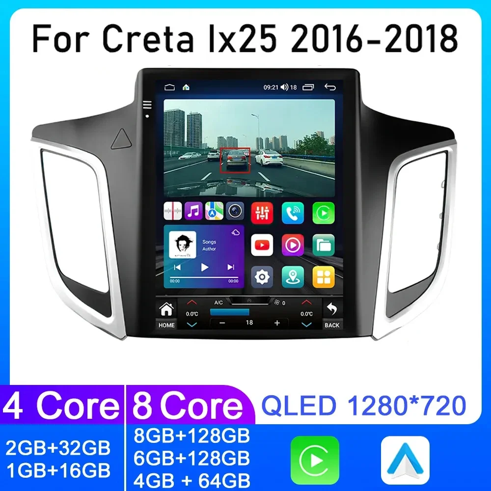 

For Tesla Vertical Screen Car Radio Stereo For Hyundai Creta ix25 2015-2019 2 Din Multimedia Video Player GPS Navigation Carplay