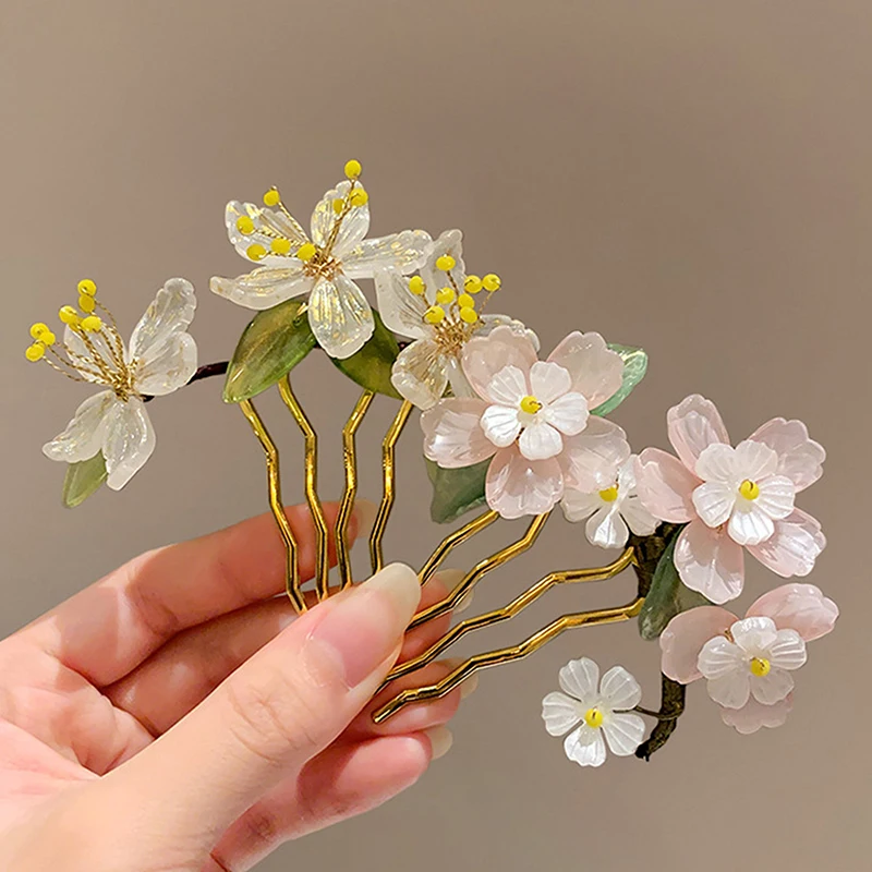 1Pc Classical Hair Comb Chinese Style Hair Stick U Shape Flower Cheongsam Hairpin For Hanfu Accessories view 5