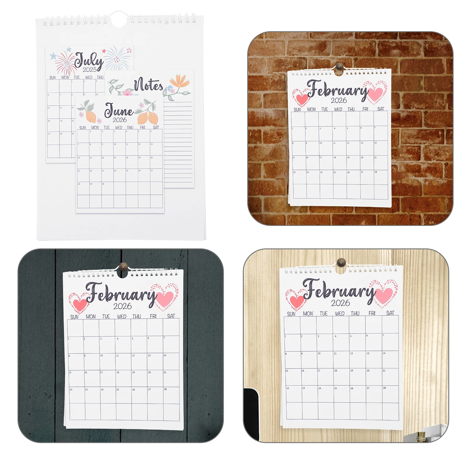 

Monthly Planned Calendar Small Coil Planner Paper Hanging Wall Roaring Minimalist Vertical Office