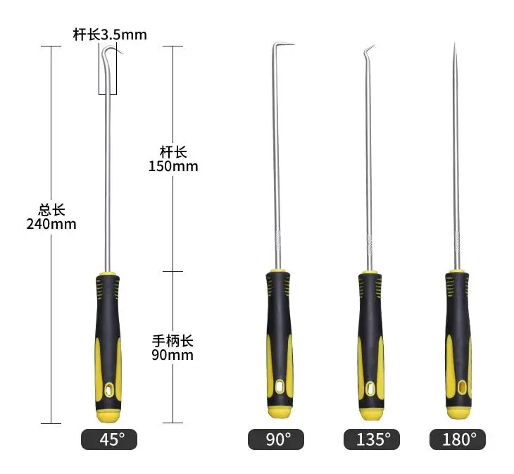 เหล็กโครเมียมวาเนเดียม 4 ชิ้น/เซ็ตแบบสั้นหรือยาว Mini Hand Hook ซีลน้ํามันไขควงวาดรถเครื่องมือบริการ