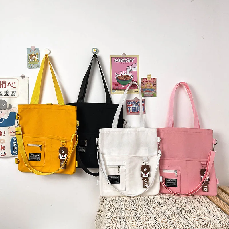 Women Shoulder Bag New Female Bag Korean Student Crossbody Bag Multi-pocket Shoulder Canvas Backpack Crossbody Bag